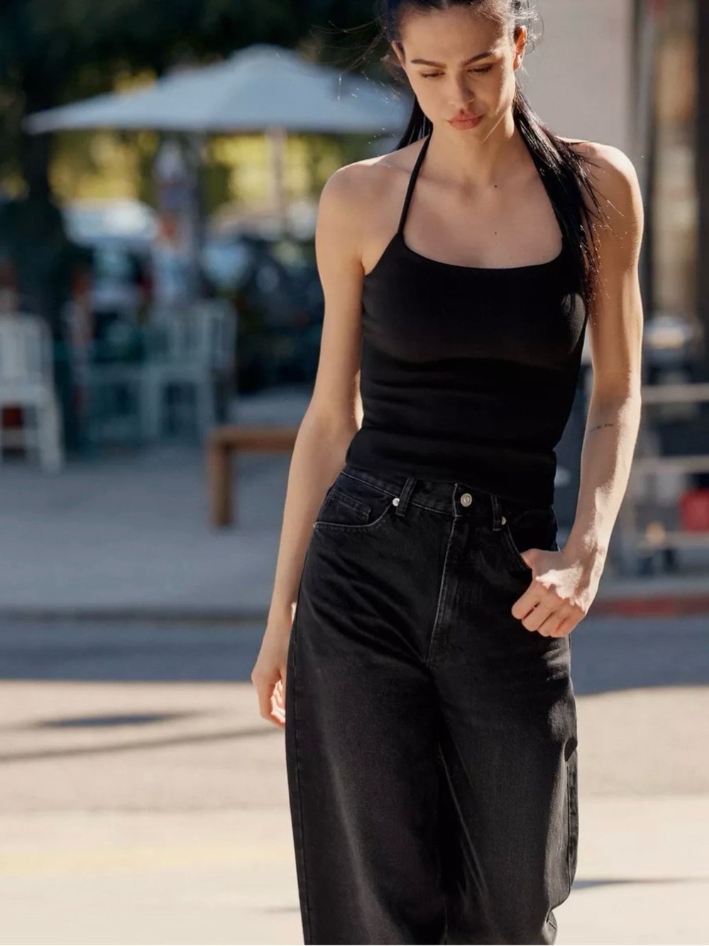 NWT ZARA STRETCH KNIT HALTER TOP